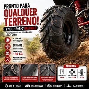 Pneu 16x8-7 Aro 7 Quadriciclo Buggy Kart Off Road Onetools