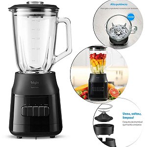 Liquidificador Elgin 900W Jarra De Vidro 1,9L 110V Cor Preto
