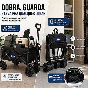 Carrinho Cargo Mor 120L Multiuso Carga 90kg Cor Preto