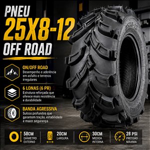 Pneu Off Road Major 25X8-12 Veículos de Lazer