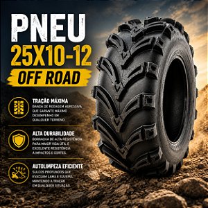 Pneu 25x10 Aro 12 On Off Road Quadricíclo 6 Lonas Onetools