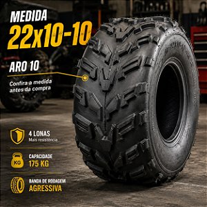 Pneu 22x10-10 Aro 10 Traseiro 4 Lonas Quadriciclo Onetools