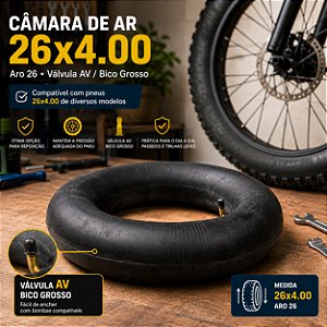 Câmara De Ar 26x4.00 Aro 26 Fat Bike Bico Grosso AV ON114
