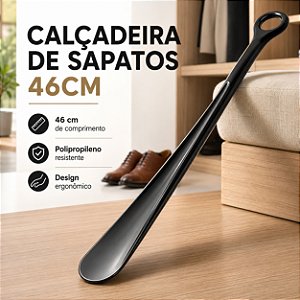 Calçadeira Sapato Longa 46cm Preta Ordene My Closet Plástica