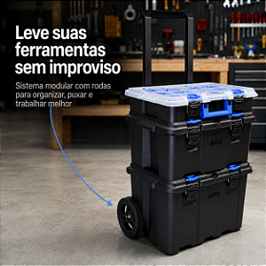 Maleta de Ferramentas Modular Ultra Box Com rodas 3 em 1 ref 26036PM Arqplast