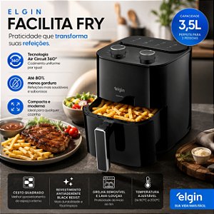 Fritadeira Air Fryer 3,5L AFG35 Sem Óleo Facilita Fry Elgin 110v