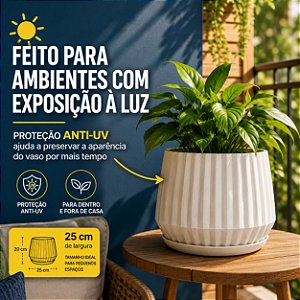 Vaso Cachepot Mor 25cm Branco Antigo Planta Prato Anti UV
