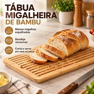 Tábua Migalheira Bambu Paramount Pão Bandeja Removível 35cm