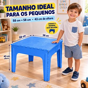 Mesa Infantil Criança Estudo Dobrável Cor Azul Plástica 57cm