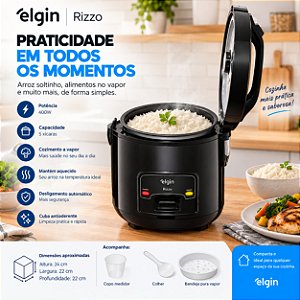 Panela Elétrica de Arroz Elgin Rizzo 5 Xícaras 400W Preta