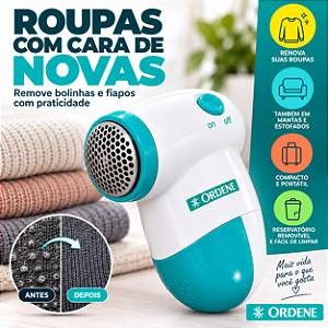 Removedor Papa Bolinhas Fiapos Ordene Portátil Recarregavel ORDENE OR62900