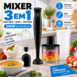 Mixer Turbo Chef 3 Em 1 200w Triturador E Fuet 127v Elgin