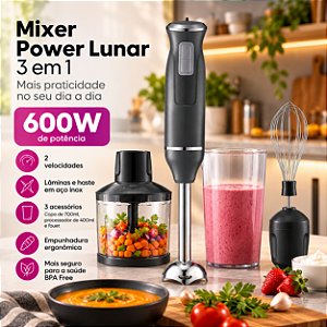 Mixer Power Lunar 3 Em 1 600w Triturador E Fuet 127v Elgin