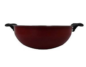 Panela Wok Alumínio 28 cm Vermelho C/alças Dona Chefa