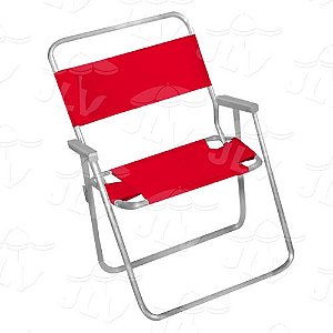 Cadeira Alta Master Em Alumínio C/ Madeira Embutida Vermelha JLV