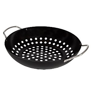 Frigideira Wok Aço Inox Antiaderente 28CM P/ Grelhar MOR