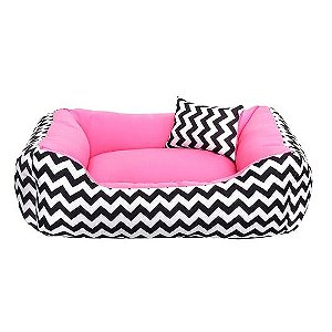 Cama de cachorro 60 x 60 Chevron Rosa