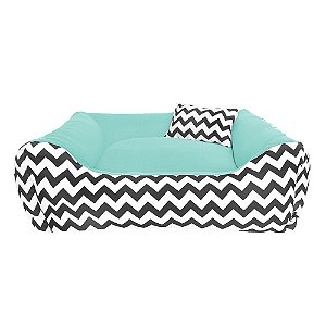 Cama de cachorro 60 x 60 Chevron Verde Agua