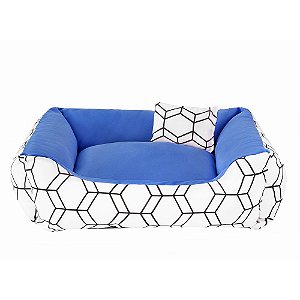 Cama de cachorro 60 x 60 Geométrica Azul