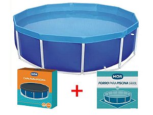 Piscina Circular 5500 Litros Ø3,02m x 77cm + Forro + Capa