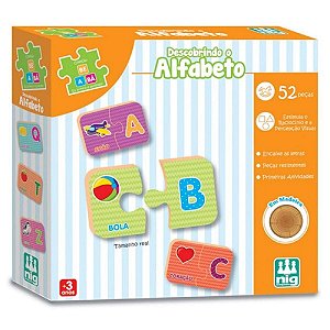 Brinquedo Infantil Educativo Descobrindo o Alfabeto 52 Peças