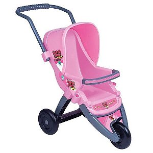 Carrinho De boneca Bebe 3 Rodas Infantil Rosa Grafite