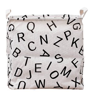 Cesto Organizador C/ Sustentação 33x33x34cm Quadrado Branco Letras XTAH32D VB Home