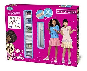 Kit Maquiagem Glitter Tattoo Da Barbie Com Acessórios Pupee