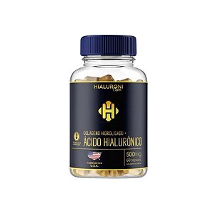 COLÁGENO HIDROLISADO COM ÁCIDO HIALURÔNICO 500MG 60 CÁPSULAS - HIALURONI CAPS