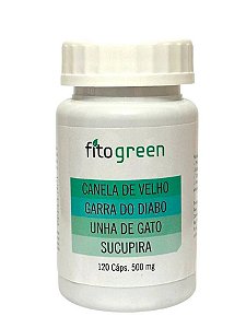 CANELA DE VELHO + GARRA DO DIABO + UNHA DE GATO + SUCUPIRA 500MG 120 CÁPS - NINHO VERDE