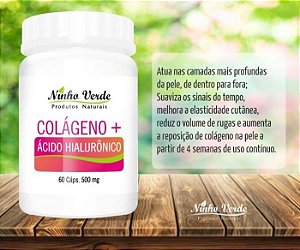 COLÁGENO COM ÁCIDO HIALURÔNICO 500MG 60 CÁPSULAS - NINHO VERDE