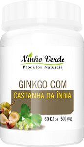 GINKGO BILOBA COM CASTANHA DA ÍNDIA 500MG 60 CÁPSULAS - NINHO VERDE