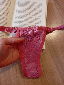 Calcinha Fio Confortável Rendado Rosa