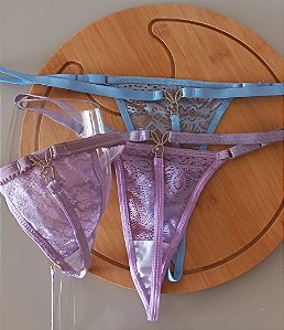 Calcinha Fio Dental Rendada Playbloy Cor Sortida