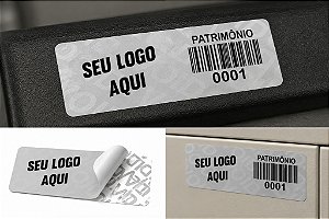 1000 Etiquetas de Patrimônio VOID Prata Fosco 46x15mm