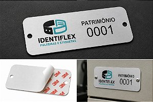 200 Etiqueta de Patrimônio de Alumínio Com Adesivo 3M