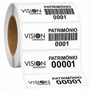 1000 Etiqueta Patrimonial Personalizada BOPP 46x20mm