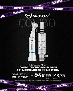 COMBO 2 - 01 Contra Ângulo PRIMA 1:1 PB + 01 Micro Motor Prima Intra