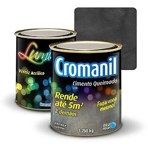 KIT 1 Cimento Queimado 1 lata 1/4 + 1 Verniz lata  900ml - Cor BURACO NEGRO