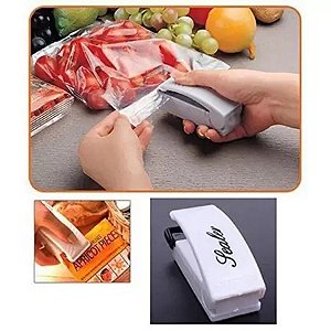 MINI SELADORA DE EMBALAGEM PLÁSTICO PORTÁTIL MANUAL A PILHA (7302)