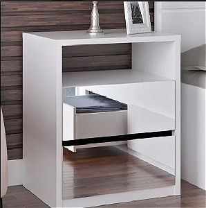 MESA DE CABECEIA BRANCA COM GAVETAS ESPELHADA ( 40C X 35L X 60A )