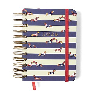 Agenda Planner Wire-o 2026 Praia Diária 11,5x16 Cachorros CICERO