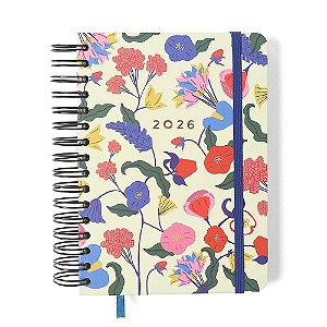 Agenda Planner Wire-o 2026 Doce Florada Diária A5 Off White CICERO