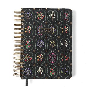 Agenda Planner Wire-o 2026 Jardim Diária A5 Preto CICERO