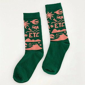 Meia Farm Etc Vibes Verde e Rosa