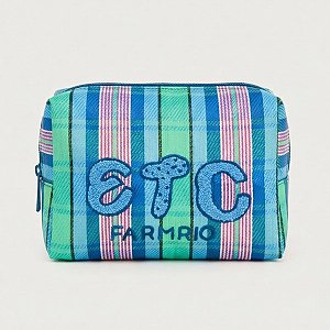 Necessaire Farm Ráfia Multicolor Azul e Verde