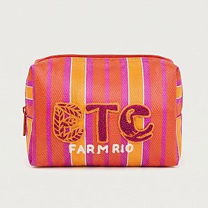Necessaire Farm Ráfia Multicolor Laranja