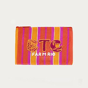 Necessaire Farm Flat Ráfia Multicolor Laranja