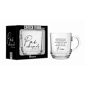 Caneca Vidro Elegance 300ml Pai Obrigado