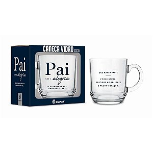 Caneca Vidro Elegance 300ml Pai Que Alegria